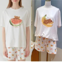 Pajamas Summer Room Wear Ladies Pajamas Set T-shirt Shorts Modal