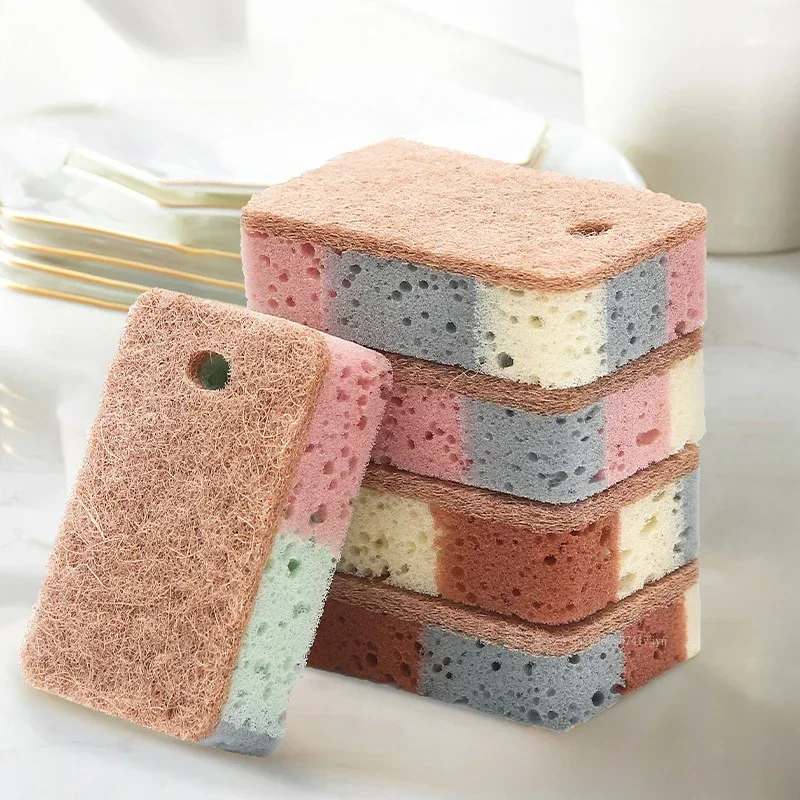 1pcs/5pcs Thickened Dishwashing Sponge Scouring Cloth Color Magic Cleaning Sponge Remove Rust Pot Brushes Kitchen Washing Tool