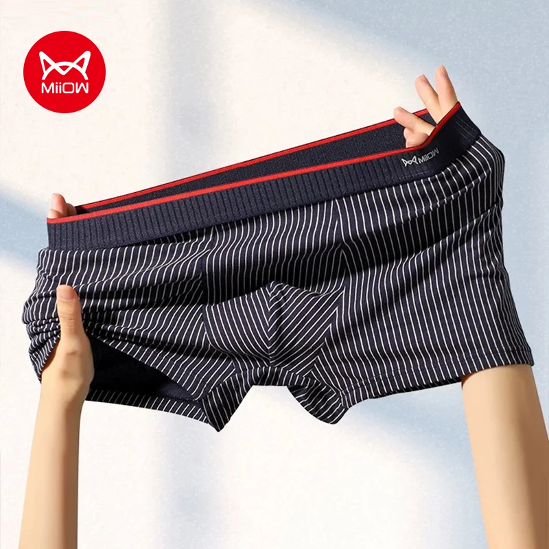 

MiiOW 6Pcs Cotton Men's Panties 3A Antibacterial Man Underwear Boxers Striped Printed Men Underpants Boxers Briefs Trunks L-5XL