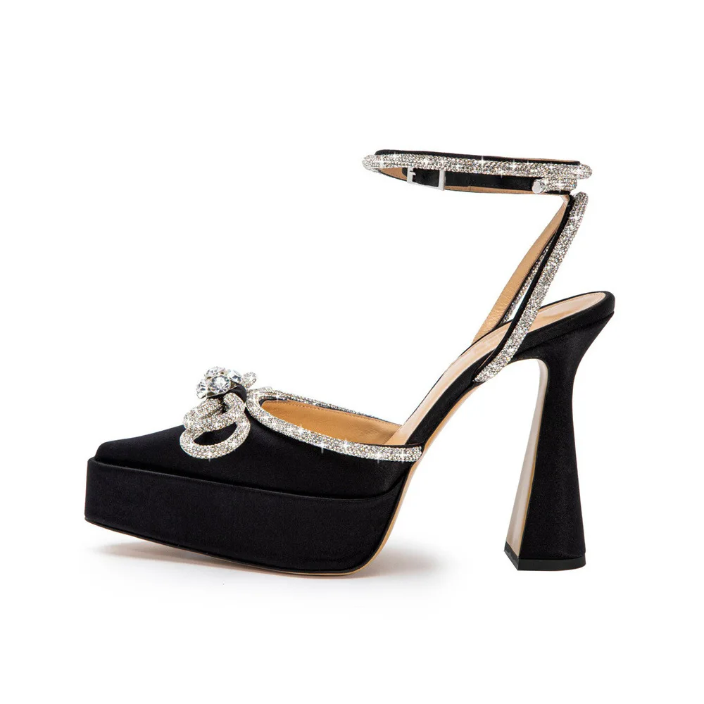 

Women's Pointed Transparent Rhinestone Platform Thick Heel High Heel Sandals Fashion Party Evening Dress Catwalk Shoes Chaussure