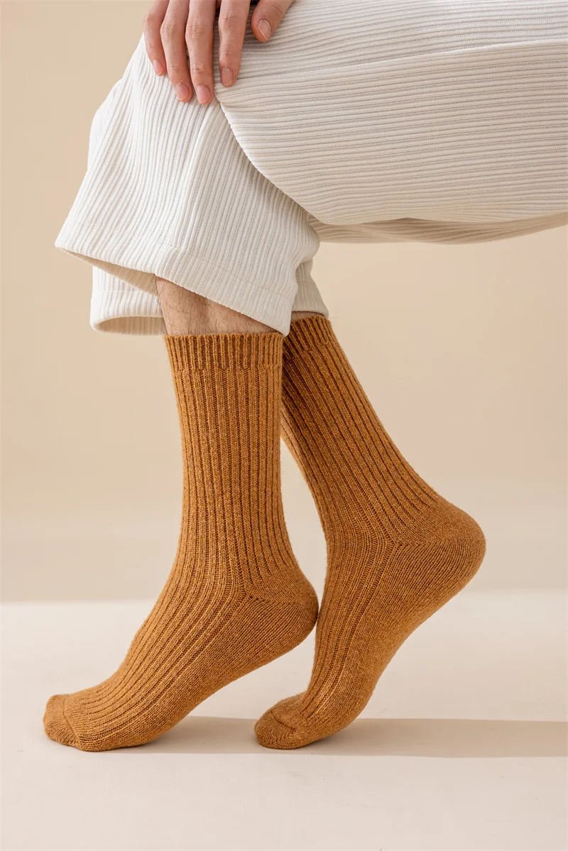 3 paar Winter Dicke Warme männer Wolle Socken Hohe Qualität Harajuku Retro Merino Wolle Casual Socken Große Größe Lange socken – Detail 13