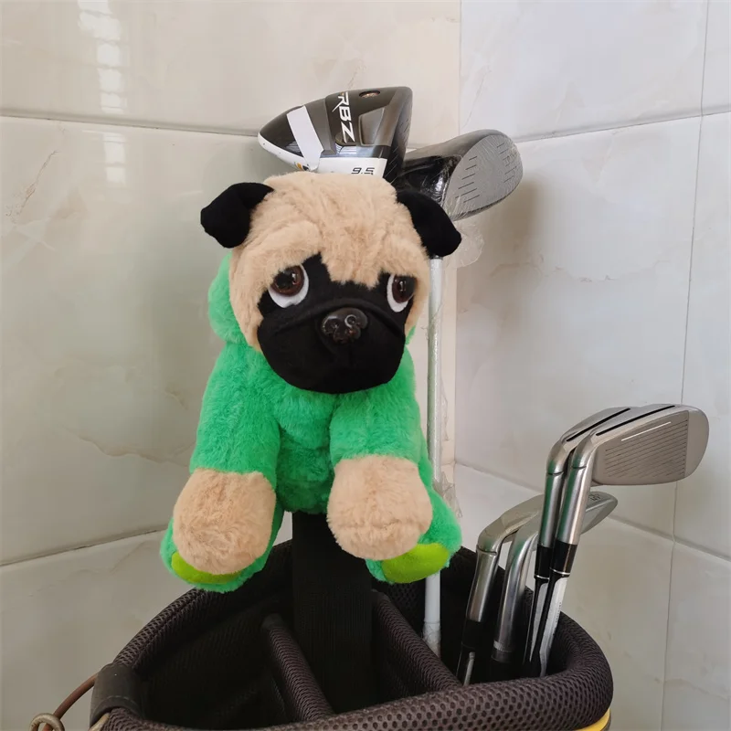 Pug dog golf copricapo in legno top peluche fw copricapo in legno all\'ingrosso 4 colori Drop shipping