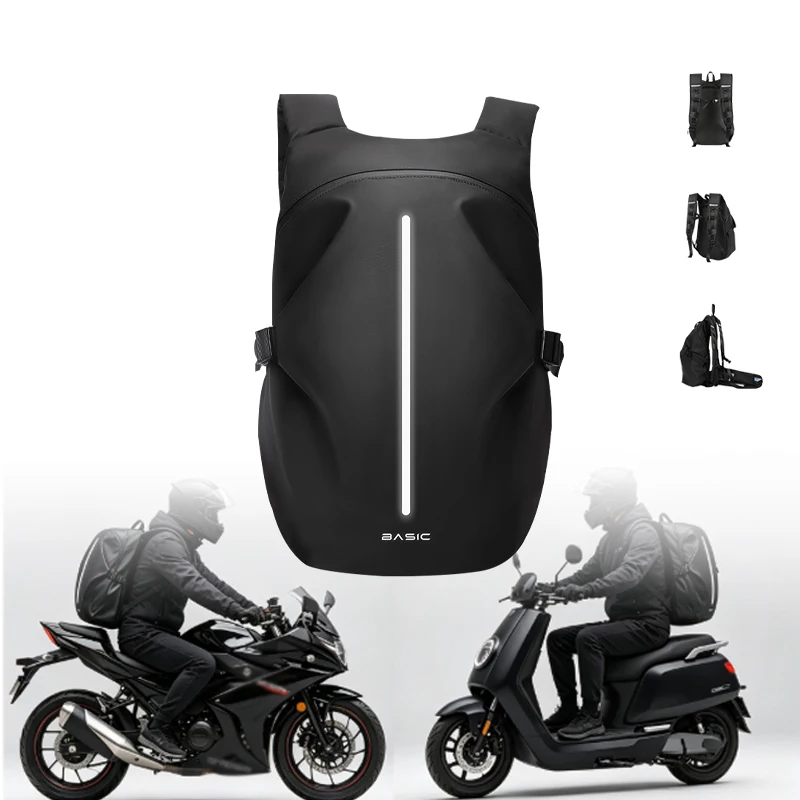 Classic Large Capacity Multifunctional Motorcycle Helmet Bag Cycling Bag Waterproof Backpack Reflective Travel Bag Commute Bag