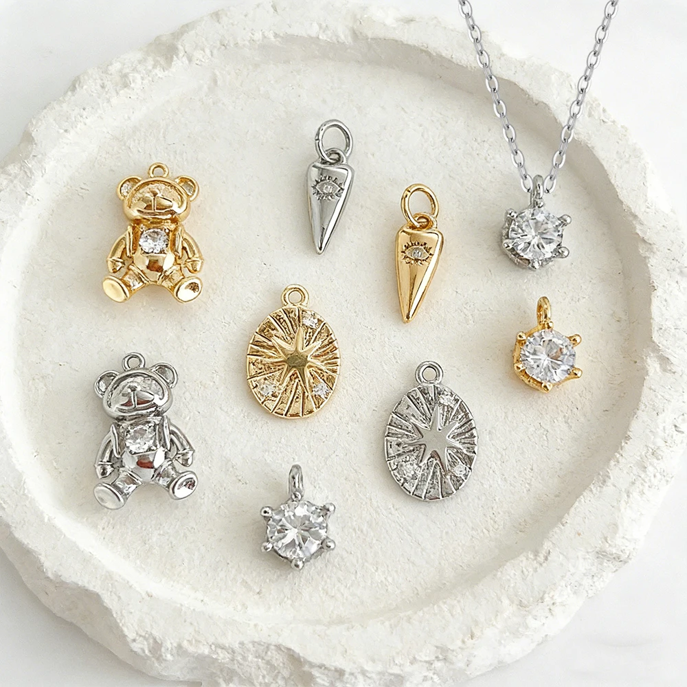 

Сердечный дизайн 50 шт. Ювелирные аксессуары/подвески «сделай сам»/форма звезды в форме медведя в форме сердца/ручная работа/позолота/медный кулон # 196121