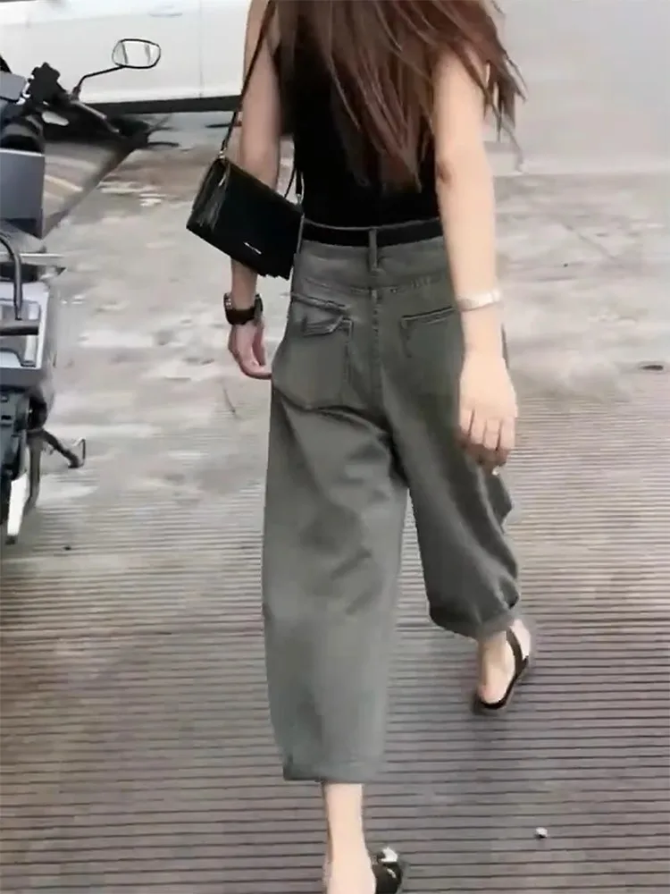Jeans in denim retrò Harem da donna sottili estivi larghi lusinghiero per jeans a gamba dritta a vita alta con corpo a pera Abbigliamento casual