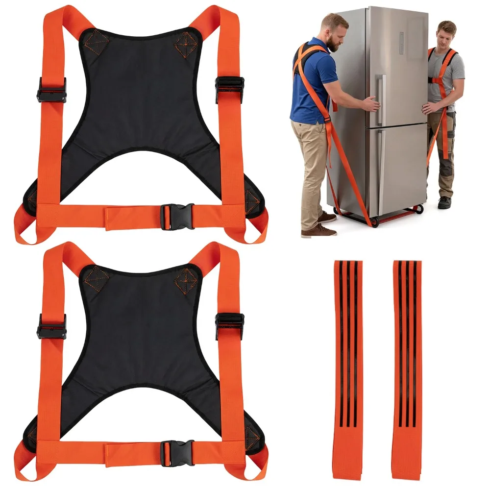 Sangles de levage robustes pour meubles, d’une capacité de 800 livres, conçues pour être utilisées par deux personnes. Harnais de transport en polyester avec coussinets d’épaule en mousse et boucle en alliage de zinc. Idéal pour le transport de meubles, de matelas et d’appareils électroménagers.