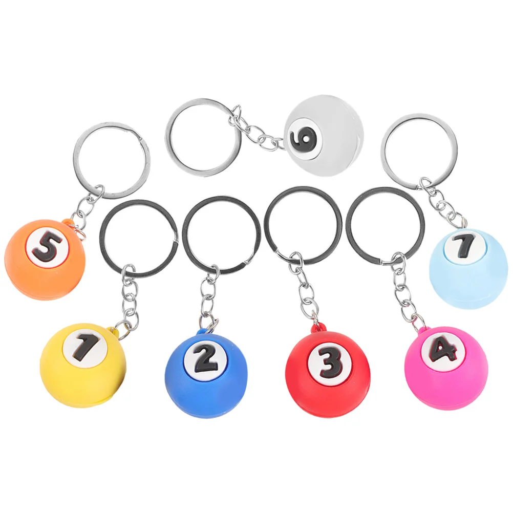 7 Pcs Billiards Keychain Small Sports Keychains Creative Party Favor Ball Jewelry Decors Match Pool Charm