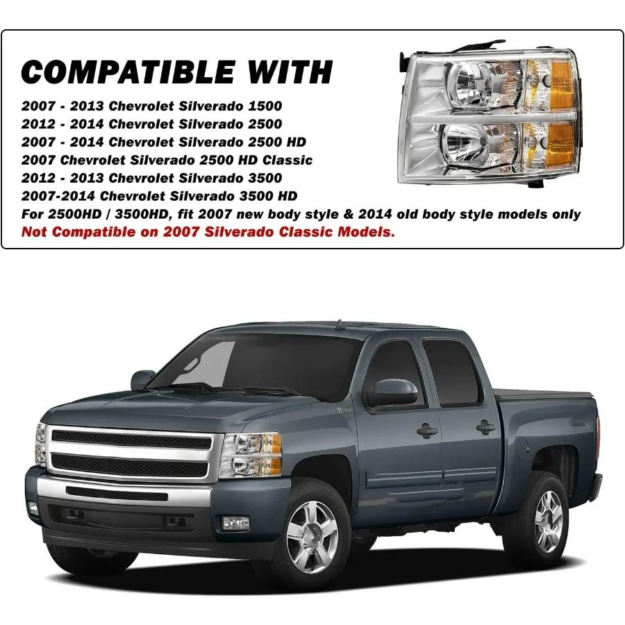 العالمي صالح ل 20072013 تشيفي سيلفرادو مجموعة مصابيح أمامية زوج مصممة ل 2007 2008 2009 2010 2011 2012 2013 سيلفرادو 15 #5