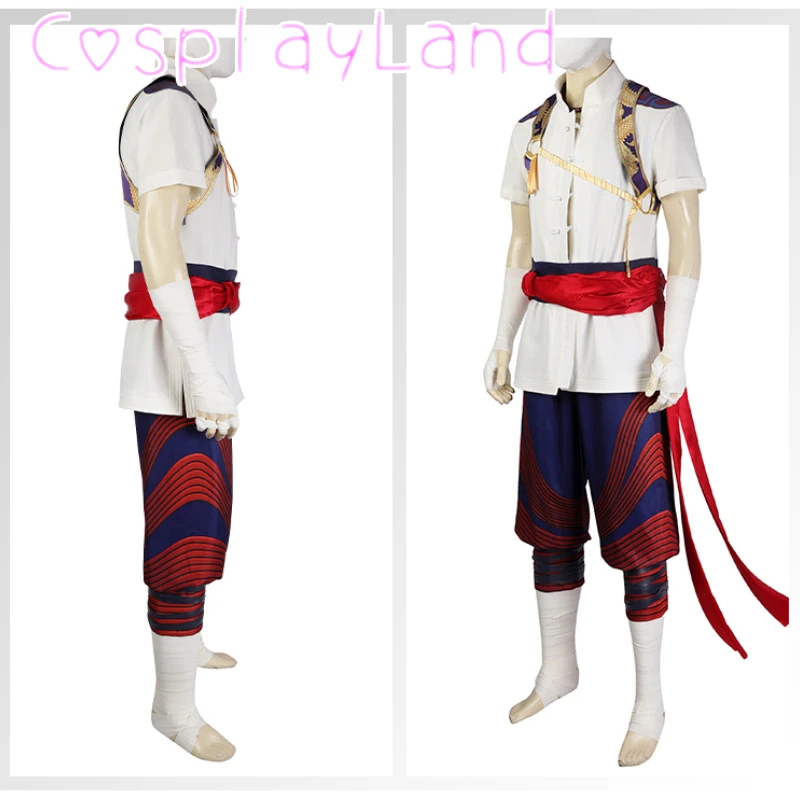 Kampfspiel Kombat Cosplay komplettes Outfit Liu Kang Kostüm Canival Halloween Party Outfit Männer Anzug mit Schuhen plus Größe