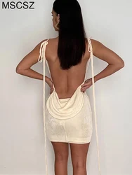 Spaghetti Strap Backless Mini Vestido Sexy Vestidos Curtos Daring Summer Beach Dress Elegante Vestido de Festa Para As Mulheres 2023