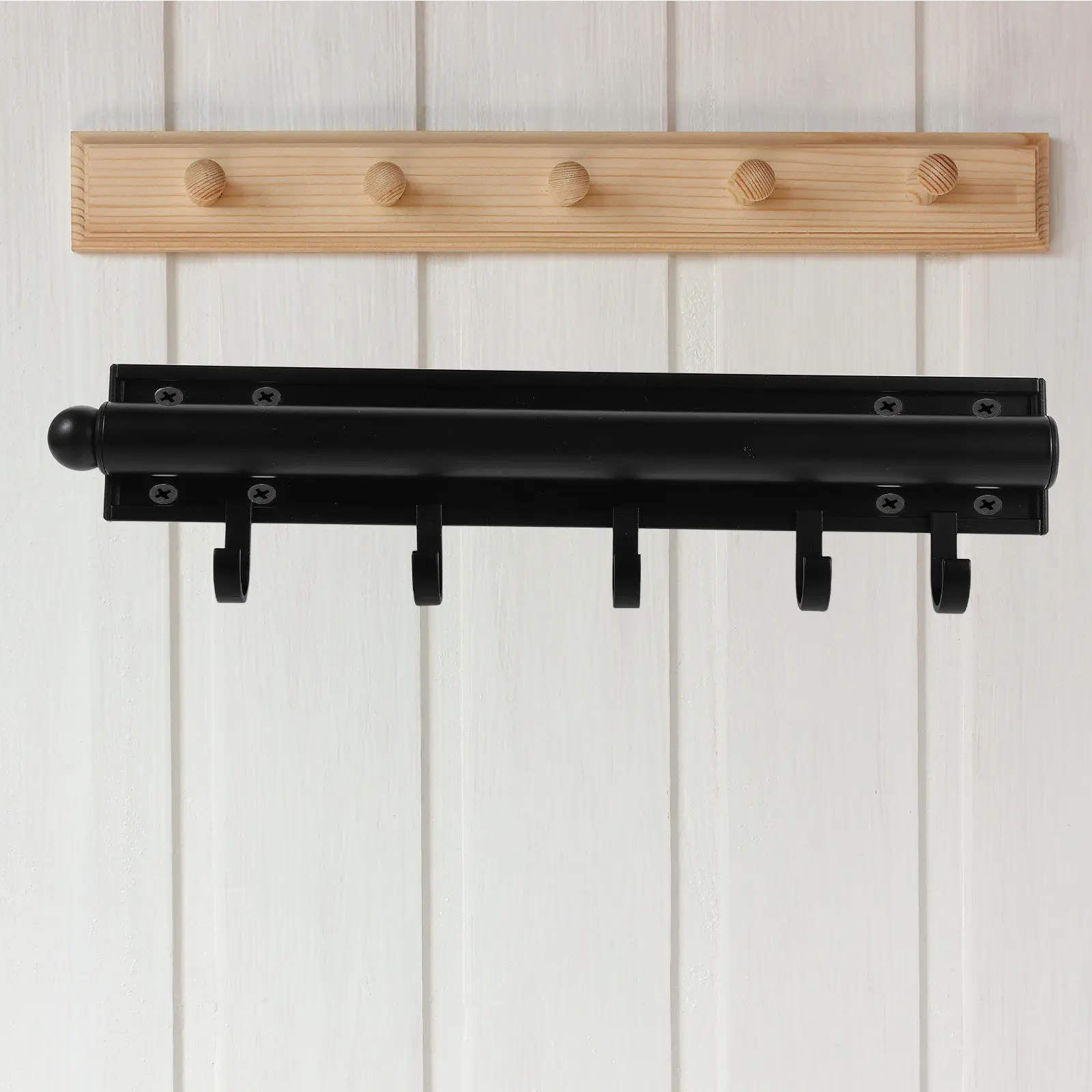 

Черная выдвижная штанга для гардероба, 21 дюйм, регулируемая, выдвижная вешалка для одежды, экономящая место, с 5 крючками