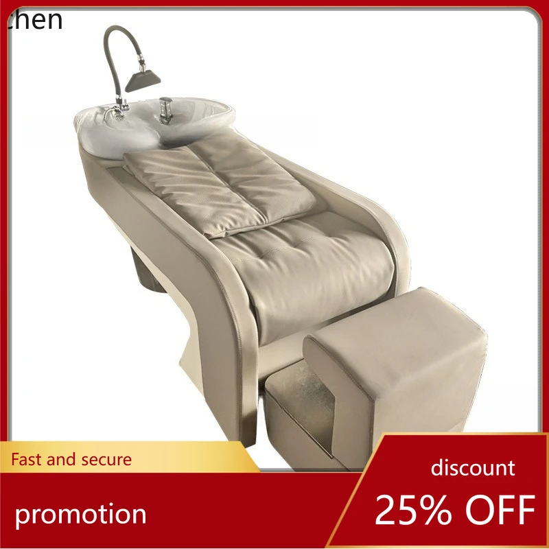 

CZHT Semi-Reclining Shampoo Bed Hair Salon Shampoo Bed Water Flushing Bed Manufacturer Direct Supply Ceramic Basin Simple Design