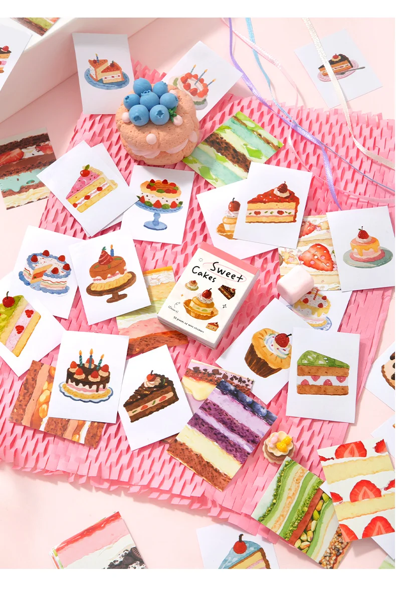 50 Stück Aquarell-Getränke-Kupferstich-Aufkleber, Sommer-Cocktail- und Dessert-Scrapbooking-Sticker – Detail 7