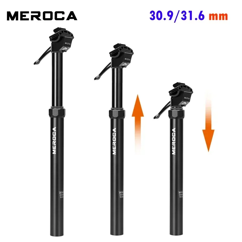 

MEROCA Bicycle 30.9 / 31.6mm Manual hydraulic lifting Seatpost Stroke 100/125mm Mountain Bike Seatpost length 380/445mm