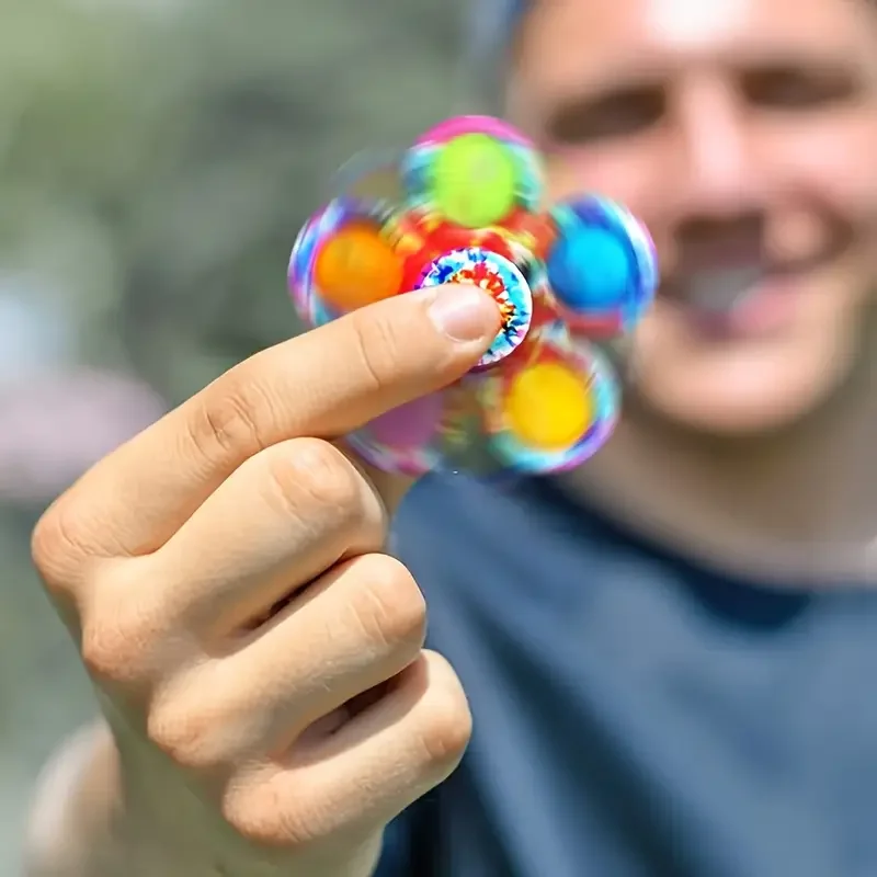 HefengCL Tie‑Dye Flower Pop It Fidget Spinner, Sensory Relief Toy for Adults & Kids, Ideal for Holiday Gifts & Portable Use