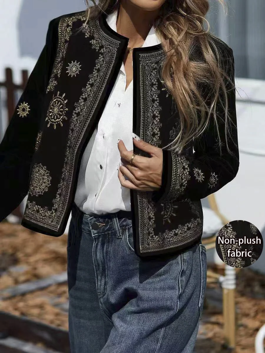 Women's Fashion Paisley Pattern Print Casual Jacket - Machine Washable - Suitable for Spring and Autumn Vacations, Party Wear