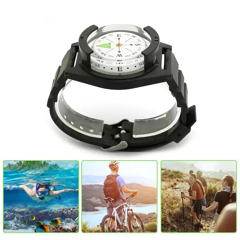 Waterproof Wrist Compass For Outdoor Hiking Camping Diving Survival High Precision Wrist Diving Compass 50 M/164FT Compass Dial
