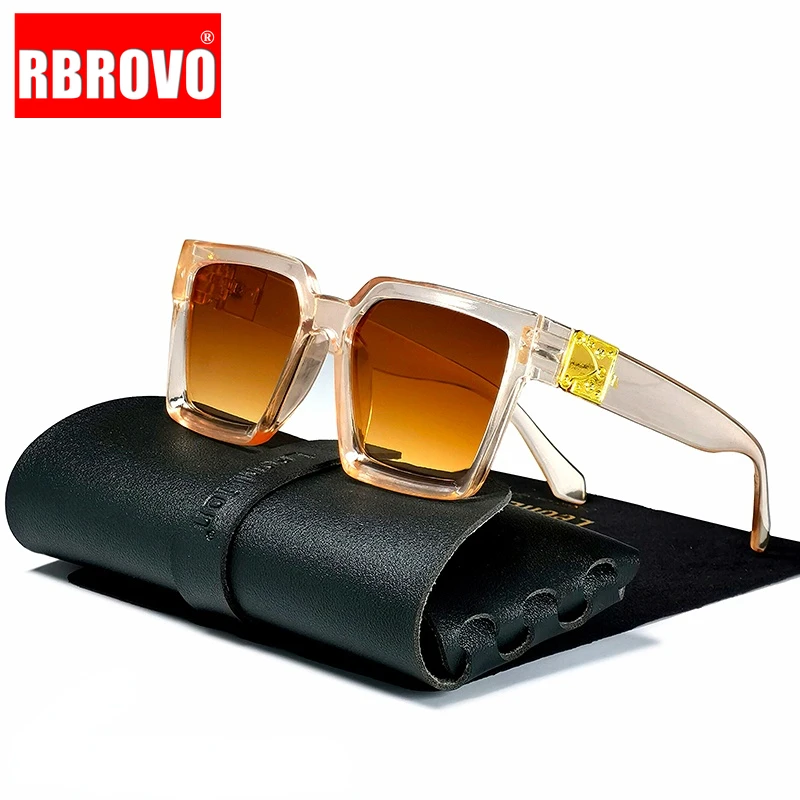 

RBROVO Square Vintage Sunglasses Men 2023 Luxury Brand Eyeglasses Men/Women Luxury Glasses Men High Quality Retro Oculos UV400