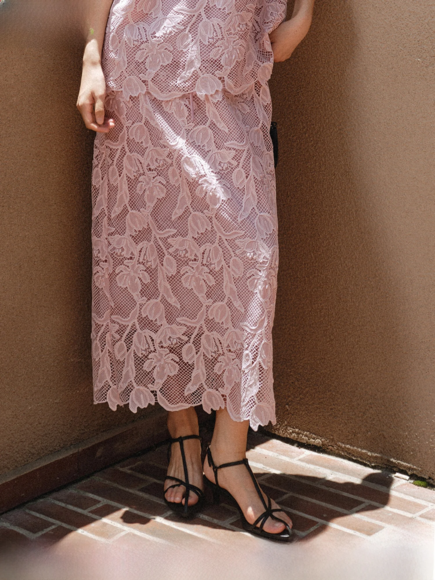 

Romantic Lace Half Skirt Women's H-Shape Midi Skirt Slimming 3D Embroidery Spring Summer New Style Chinese Style Polyester Fiber
