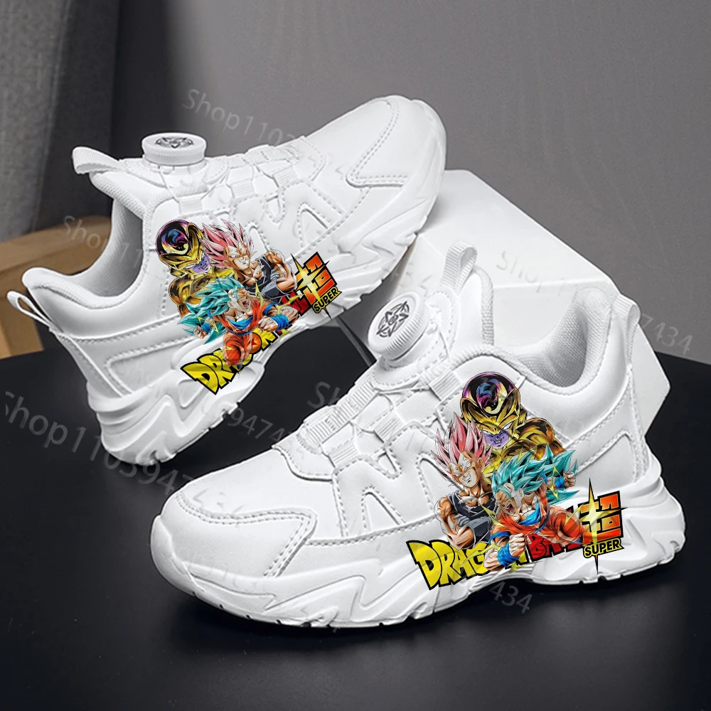

Модные детские кроссовки Dragon Ball для мальчиков и девочек, водонепроницаемые кожаные кроссовки на толстой подошве, прочные, износостойкие, с вращающейся кнопкой, дизайнерская обувь