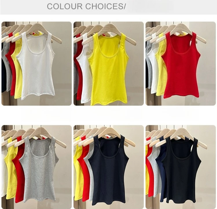 Zjaiss Damen Tanktop Einfarbiges Camisole 2026 Sommer Neu Minimalistisch Vielseitiges Ärmelloses Oberteil für Innen- und Außenbekleidung – Detail 3