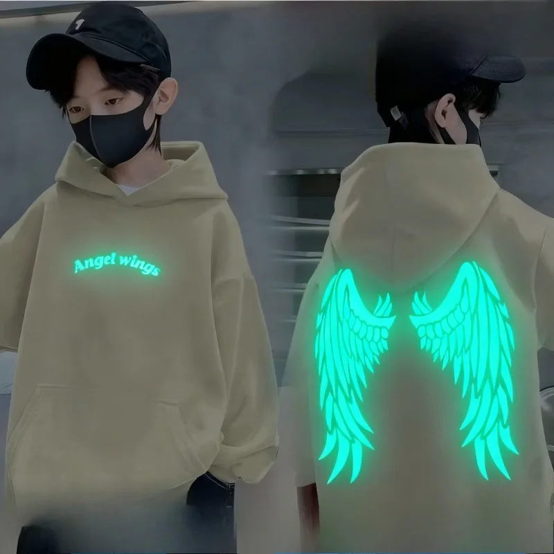 توهج الظلام أجنحة مقنعين البلوز صوف مبطن البلوز الأعلى بنين بنات الشباب الاطفال المراهقين للجنسين الشارع الرقص لباس غير رسمي الخريف