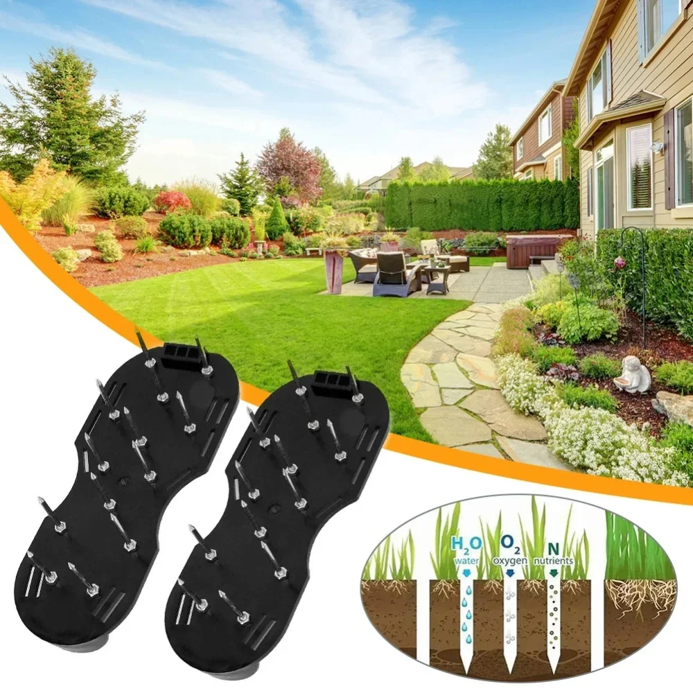 

4.2CM Lawn Aerator Shoes Aerator Spiked Sandals with Adjustable Strap Grass Spiked Shoes Anti-Slip for Aerating Lawn Soil