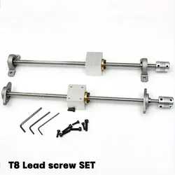 3D Printer CNC T8 Screw Set Horizontal Screw Rod or Vertical Screw Rod Pitch 2mm Lead 8mm Length 200mm300mm450mm500mm550mm600mm
