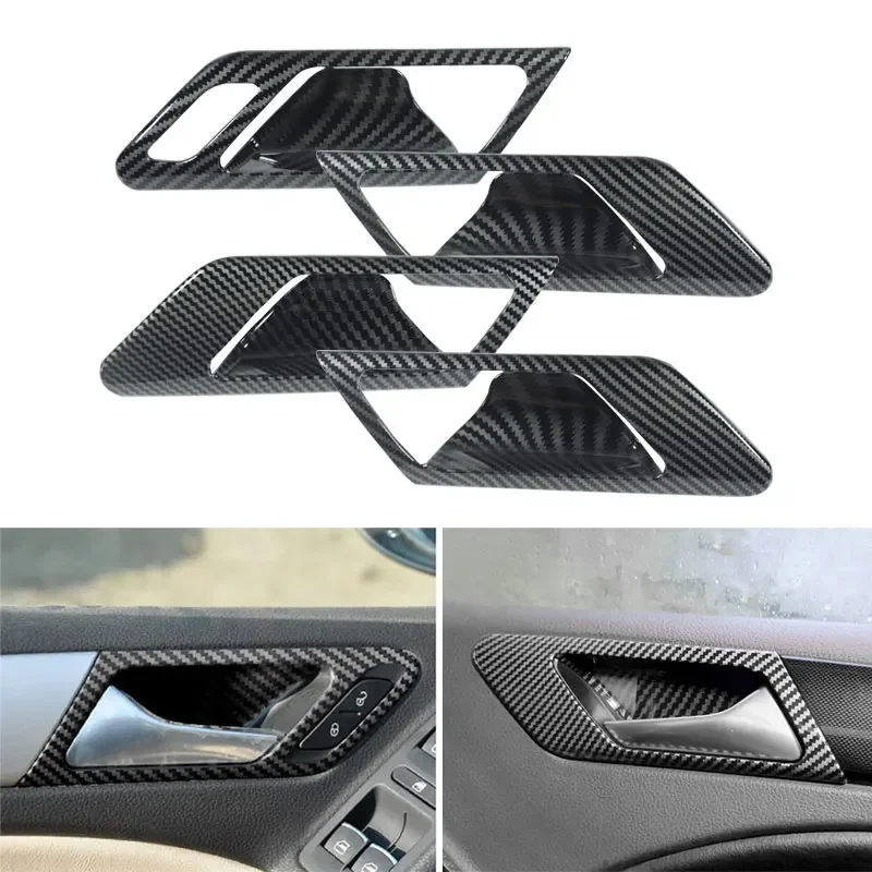 

ABS Carbon Fiber Texture Car Styling Interior Door Handle Pull Bowl Frame Cover Trim For VW Golf 6 MK6 2008-2013