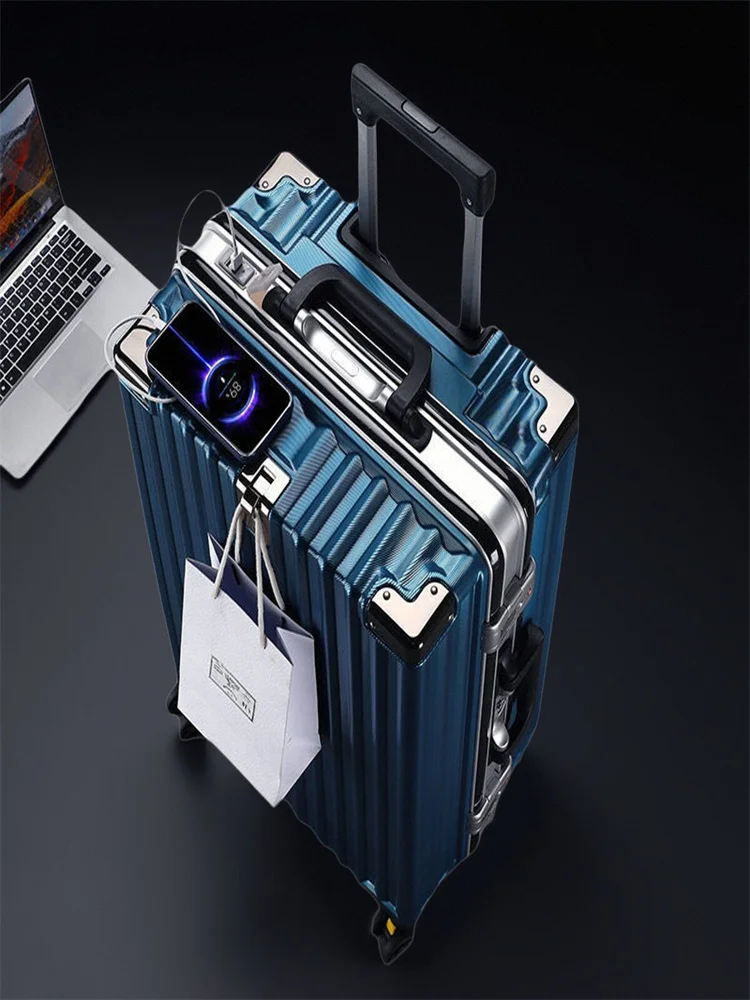 

Durable Thiened Aluminum Frame Lage Carry-On Bag Women's Silent Universal Wheel 20 Inch Student Travel Suitcase