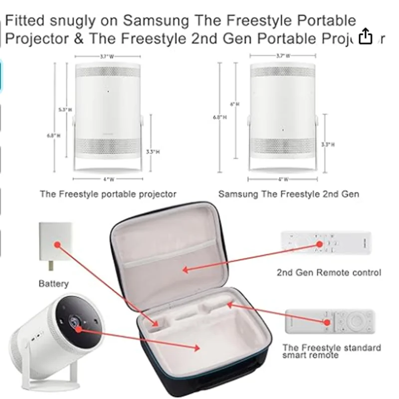 Hard Travel Carrying Storage Case Box for Samsung The Freestyle Zipper Protector Carrying Bags for Samsung The Freestyle Case