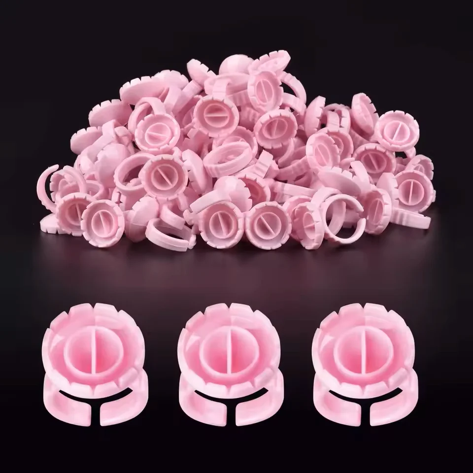 100 Stücke Volumen Kleber Ring Tasse für Wimpernverlängerungen Fan Tattoo Pigment Halter Blossom Tassen Kleber Halter Container
