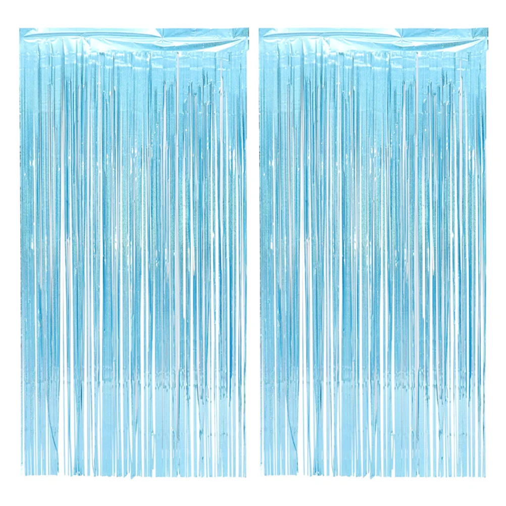 

2Pcs Plastic Fringe Curtain Soft Comfortable Party Backdrop Wedding Decoration Easy Install Tinsel Curtain Backdrop for Party