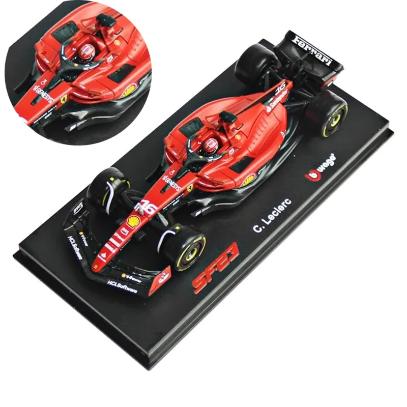 Bburago 2023 1/43 SF23 #55 16 # Charles lelerc mobil Model balap untuk F1 Scuderia Ferrari mobil Die Cast Model hadiah keras