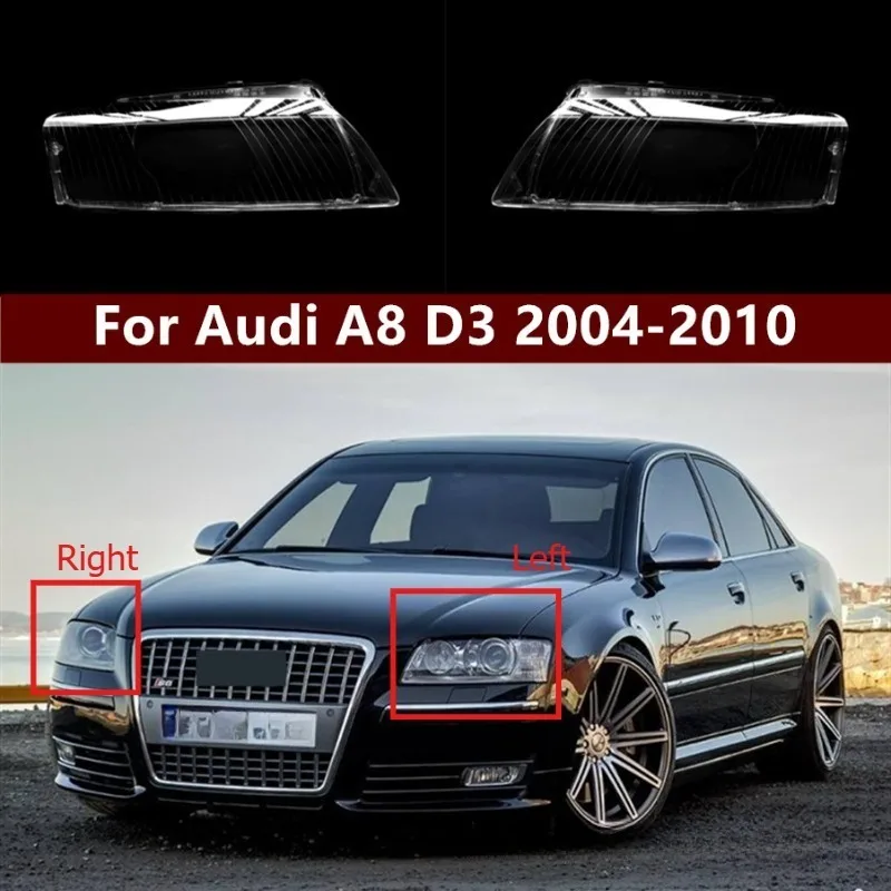 

For Audi A8 D3 2004 2005 2006-2009 Left/Right Front Headlight Lens Cover Transparent Lampshade Clear Lamp Hood Shell