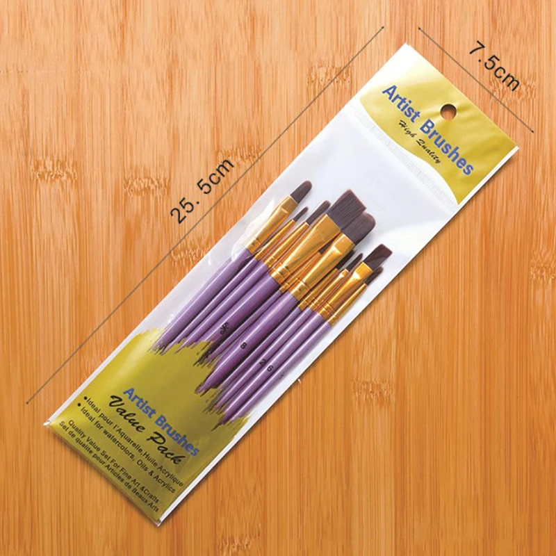 Ensemble de pinceaux de peinture en nylon, pinceau court, pinceau acrylique à l'huile, stylo d'interconnexion, fournitures d'art professionnelles, haute qualité, le plus récent, 10 pièces