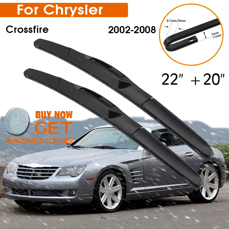 Lame d'essuie-glace de voiture pour Chrysler Crossfire 2002 – 2008, recharge en caoutchouc de silicone, essuie-glace avant de fenêtre 22 "+ 20" LHD RHD, accessoires