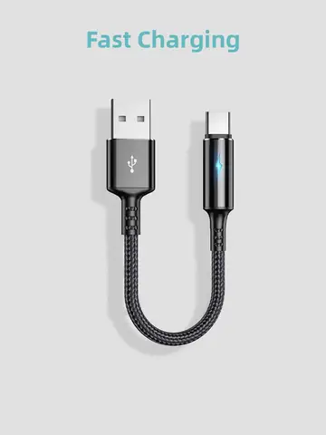 Cable iOS Short Micro USB 25cm Short Nylon Charger Data Cable Micro USB Type C Cables For iOS Android Phone 2.4A Fast Charging Power Bank Phone Cord Wire