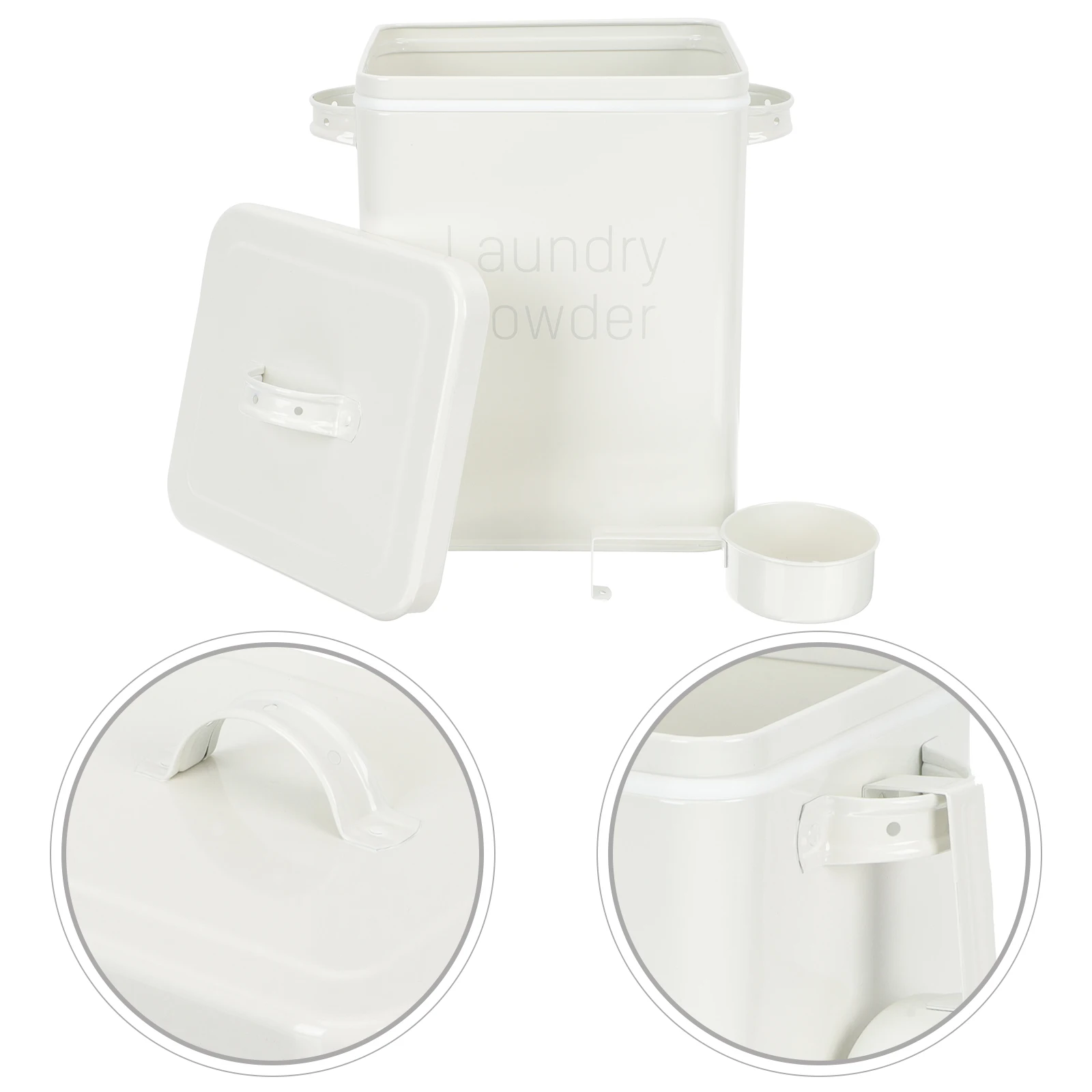 

Коробка для моющих средств, железный контейнер для порошка для белья, большая вместительная коробка для хранения моющих средств, легко чистящаяся металлическая корзина для белья, совок в комплекте