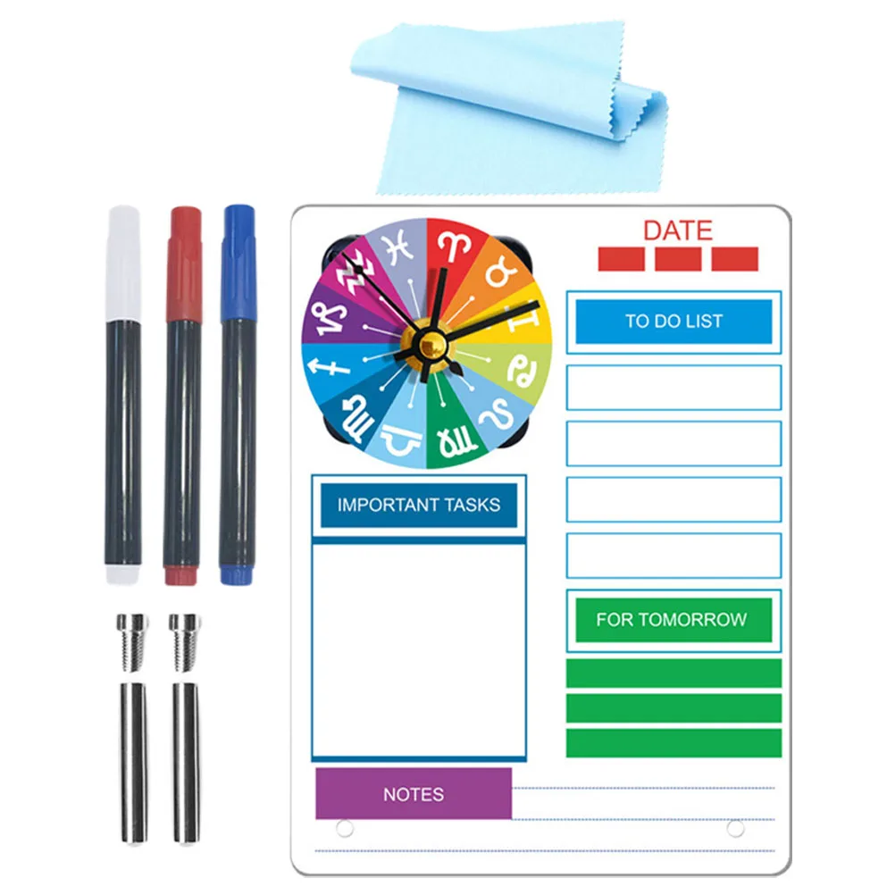 

1Set Acrylic Message Whiteboard Desktop Clock Dry Erase Board Table Planner Memo Organizer Acrylic White Board