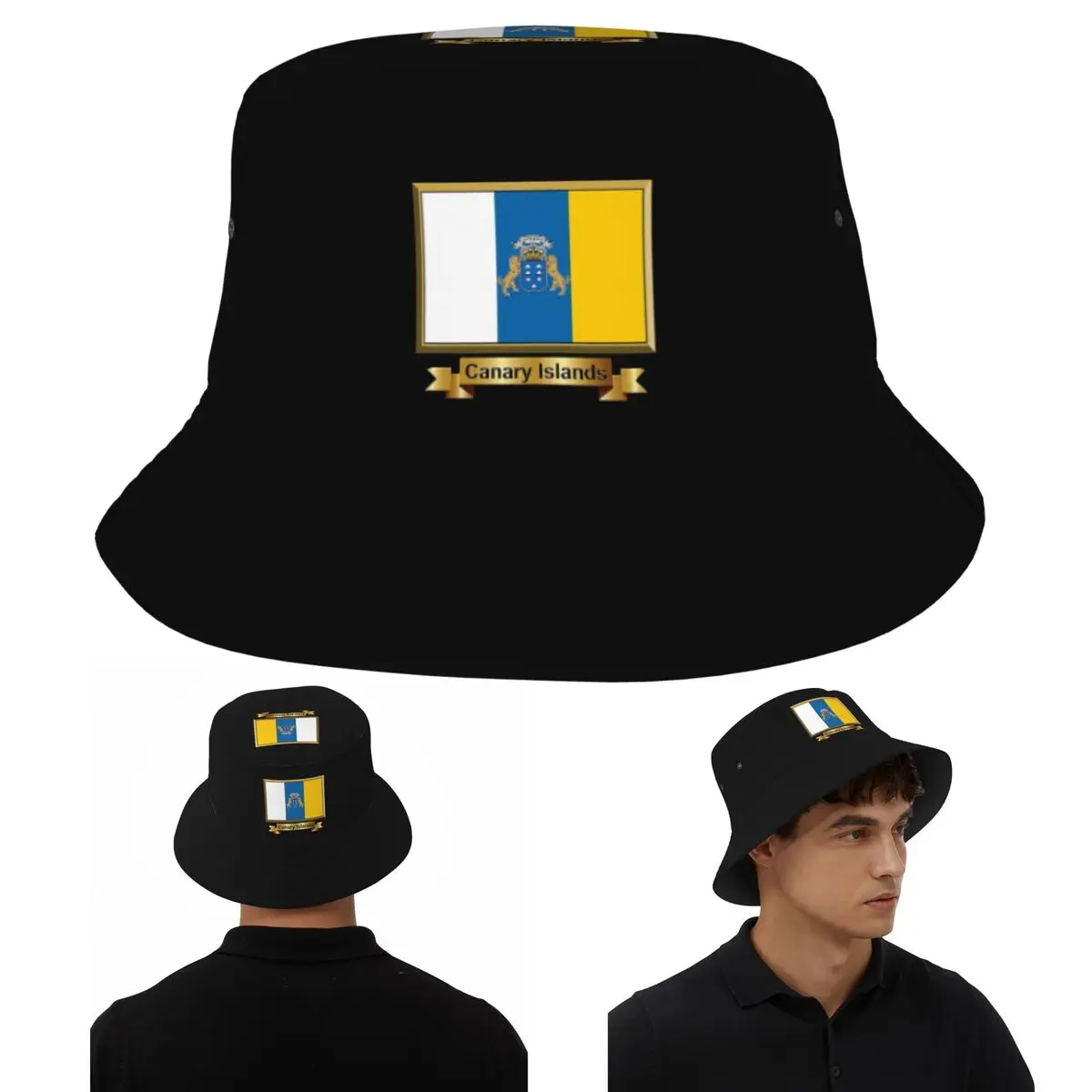 Bandera de España, sombreros de cubo de las Islas Canarias de Ocean, Panamá para niños, sombreros de pescador Bob para gorras de pesca de verano Unisex