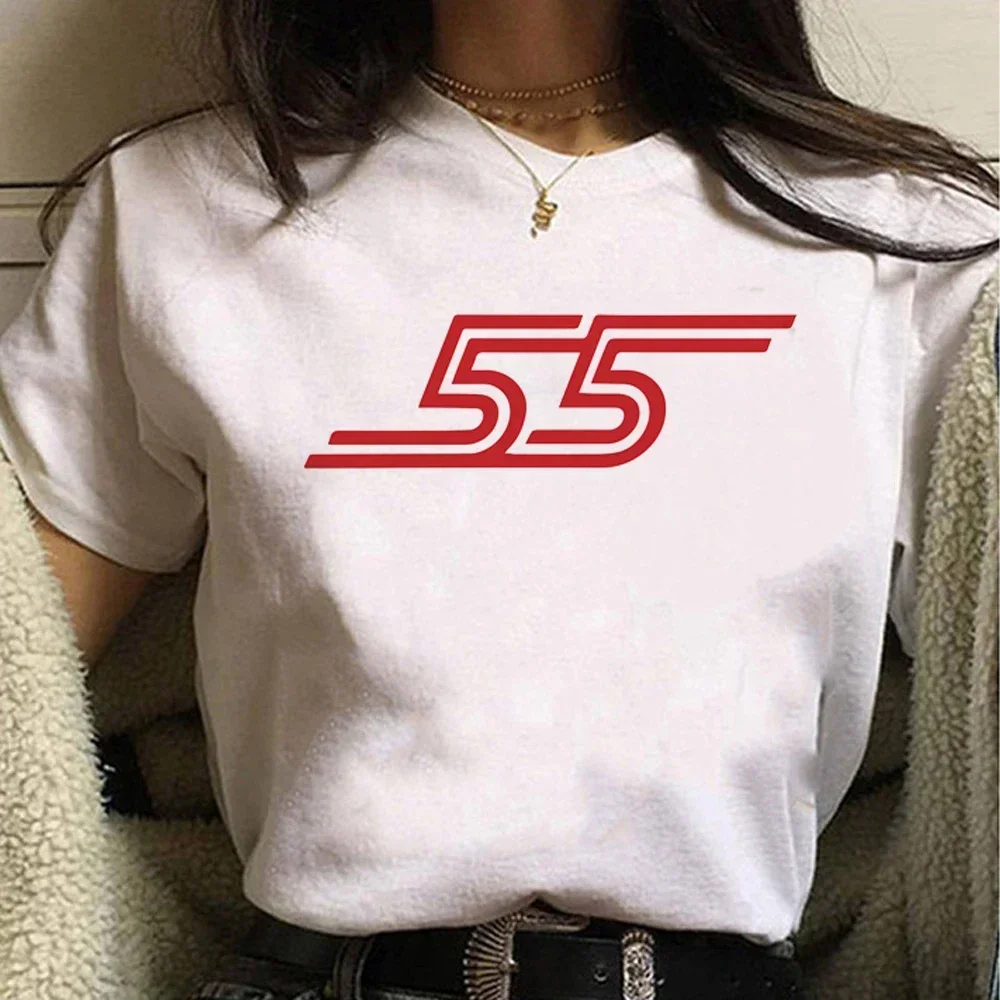 Carlos Sainz T-shirt Women\'s Y2K Top Girl Funny Harajuku Clothing 2024 Casual Versatile Fashion