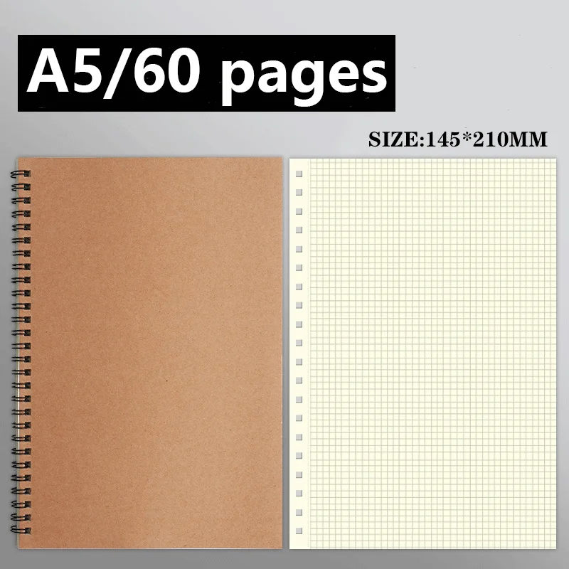 A4 A5 Coil Notebooks With 60 Lnner Pages Have Multiple Styles Of Grid Horizontal Lines To Choose From Office And School Supplies