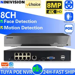 SMART LIFE 4K 8CH PoE NVR 8MP CCTV Security System Face Detection H.265+ Network Surveillance Audio Video Recorder NVR Tuya app