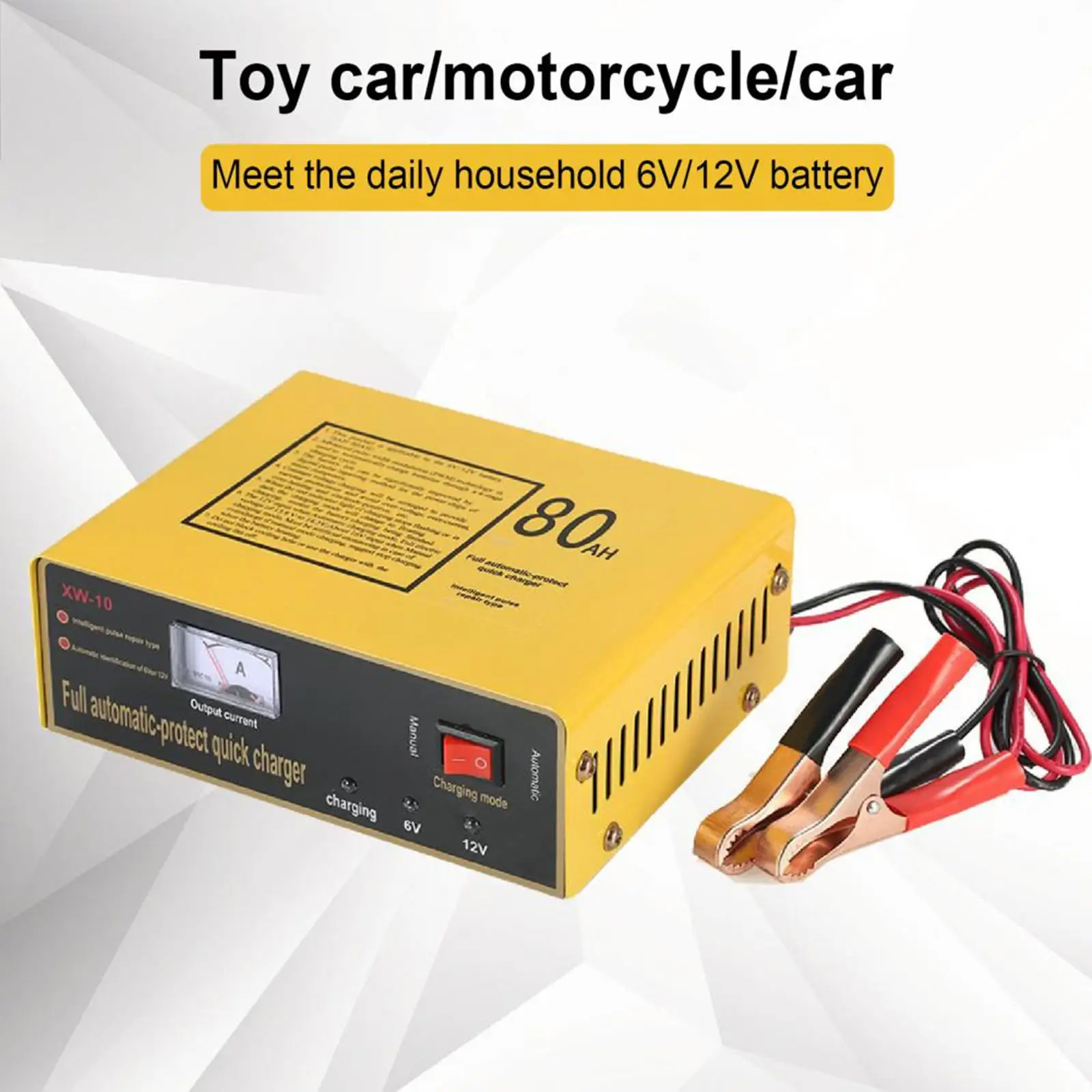 

Powerful Quick Charger 6V 12V Full Automatic Battery Charger Reverse Overheat Protection for Car Motorcycle Lead Acid Toy Car