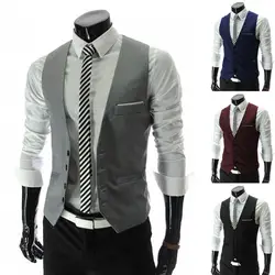 Chaleco Blazer de un solo pecho para hombre, Chaleco Ajustado, chaleco informal sin mangas, chaleco Formal de negocios, talla asiática