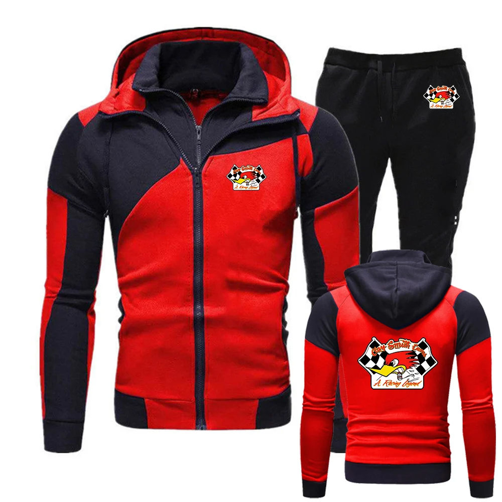 

Clay Smith Cams Mr Horsepower Logo Print 2026 Spring And Autumn Men's Anti-collision Shirt Diagonal Zipper Hoodies Pants Suits