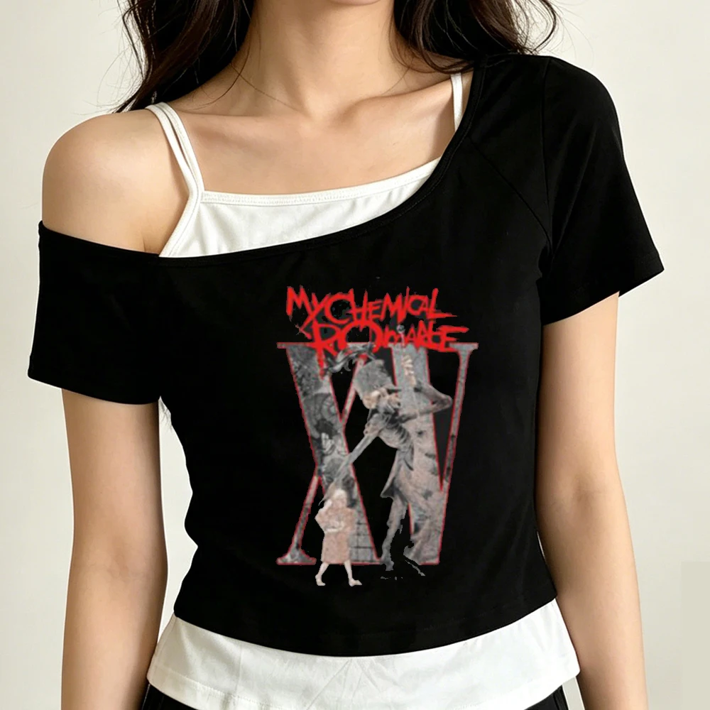 My Chemical Romance crop top girl meme dollette 2000s clearance sales vintage t shirt baddie cute scene  kawaii japanese
