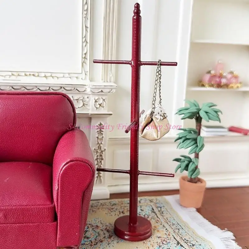 85AE Antique 1/12 Nhà Búp Bê Móc Nhà Tổ Chức Đồ Nội Thất Thu Nhỏ Giá Áo Tượng