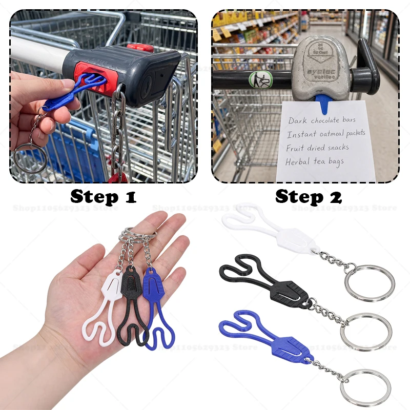 6ps Shopping Cart Key Token Note Holder Keychain,Portable Shopping Cart Token With Note Clip,Reusable Grocery Helper Gadget Gift
